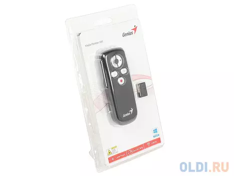 Презентер Genius Media Pointer 100, беспроводной приёмник PiCO (USB), Прокрутка страницы вверх\\вниз, функция esc