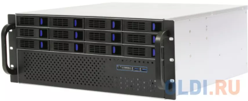 Procase ES412XS-SATA3-B-0 Корпус 4U Rack server case (12 SATA3/SAS 12Gb hotswap HDD), черный, без блока питания, глубина 400мм, MB 12"x13"