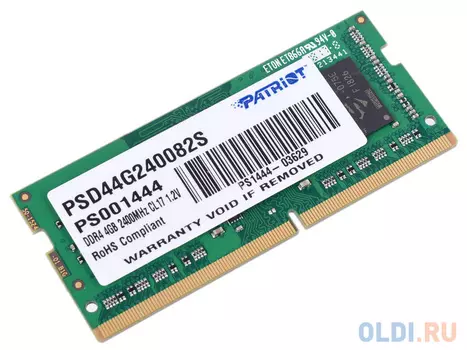 Оперативная память для ноутбука Patriot PSD44G240082S SO-DIMM 4Gb DDR4 2400MHz