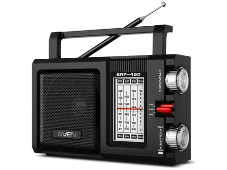Радиоприемник SVEN SRP-450, черный (3 Вт, FM/AM/SW)