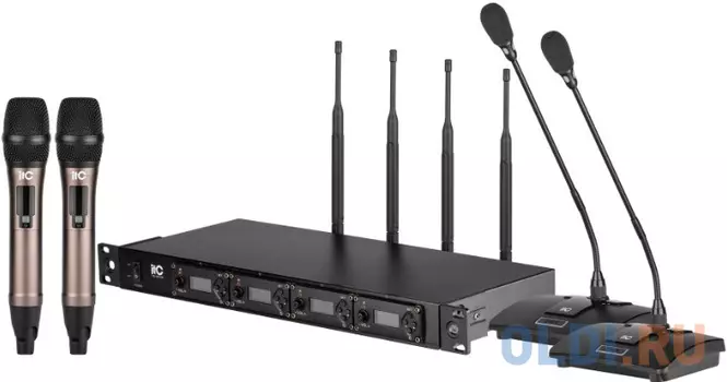 Радиосистема [TS-354H] ITC UHF, четырёхканальная радиосистема с одним приёмником, двумя настольными микрофонами типа "гусиная шея" и двумя р