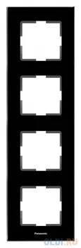 Рамка Panasonic Karre Plus WKTF08143GG-RU 4x вертикальный монтаж стекло черный (упак.:1шт)