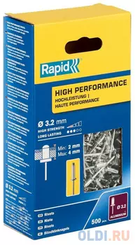 RAPID R:High-performance-rivet, 3.2 х 8 мм, 500 шт, алюминиевая высокопроизводительная заклепка (5001431)