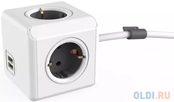 Разветвитель Allocacoc Extended 4 розетки 2xUSB 3 м