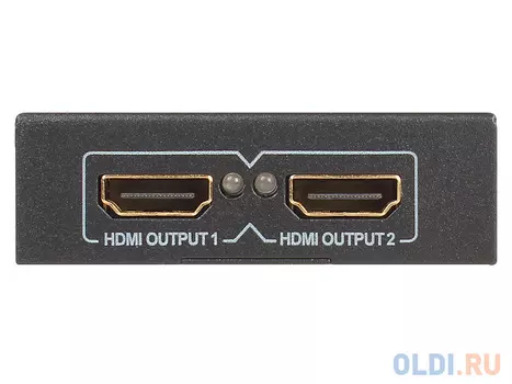 Разветвитель HDMI 4K Orient HSP0102HN, 1-&gt;2, HDMI 1.4/3D, UHDTV 4K(3840x2160)/HDTV1080p/1080i/720p, HDCP1.2, внешний БП-зарядник 1xUSB 5В/1A, метал