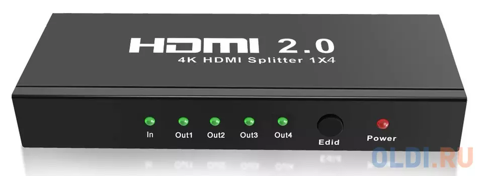 Разветвитель HDMI 4K Splitter ORIENT HSP0104HL-2.0, 1-4, HDMI 2.0/3D, UHDTV 4K/ 60Hz (3840x2160)/HDTV1080p, HDCP2.2, EDID управление, внешний БП 5В/2