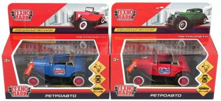 Ретроавто 12см, свет-звук, открыв. двери, инерц., цвет в ассорт. в русс. кор. Технопарк в кор.2*60шт 1586687-R
