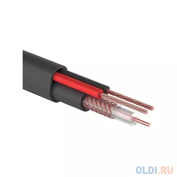 REXANT 01-4105 Кабель для видеонаблюдения КВК-П-2 + 2х0, 75мм, 200м. , черный, OUTDOOR