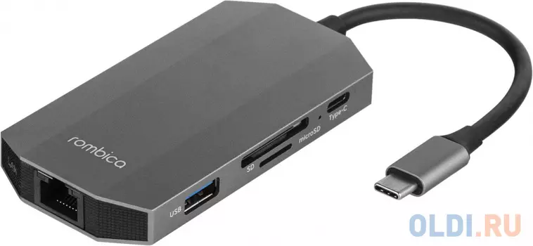 Rombica Type-C Hub M7 USB3.0 Type-C(m)-1 Type-C(DC IN)+2 Usb 3.0 Type-A(f)+HDMI+LAN+SDXC/mSDXC+3.5mm