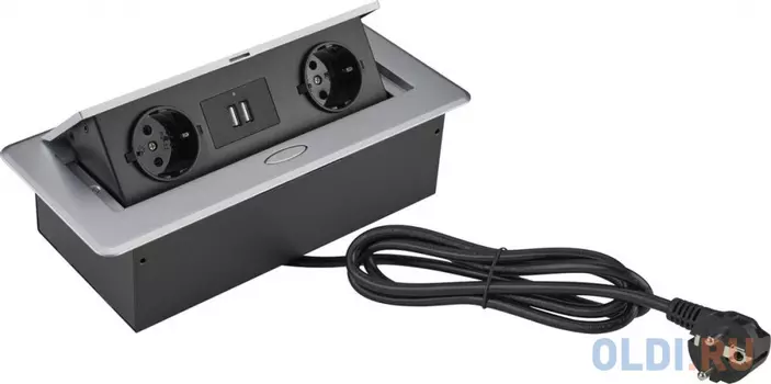 Розетка Cactus CS-SOCKET-EU/USBA-GY для столешницы серый