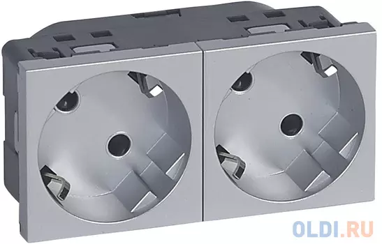 Розетка Legrand 2x2К+З алюминий 79282
