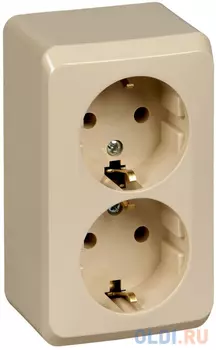 Розетка PA16-007k Этюд 2-местная, открытой проводки, 16А, с заземлением, крем Schneider Electric