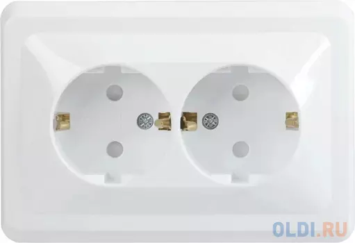 Розетка силовая (2розет.) IEK ВЕГА (ERV24-K01-16-DM) скрыт. зазем. штор. IP20 белый (упак.:1шт)