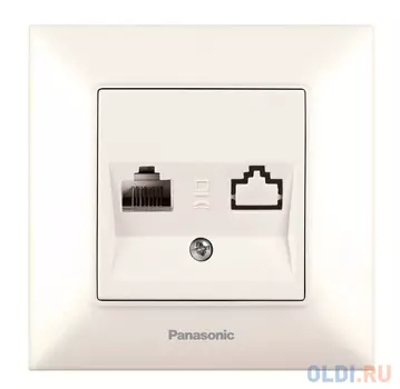 Розетка телефонная Panasonic Arkedia Slim (WNTC04022BG-RU) скрыт. IP20 бежевый (упак.:1шт)