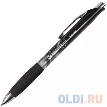 Ручка гелевая автоматическая BRAUBERG "Black Jack", трехгранная, узел 0,7 мм, линия 0,5 мм, черная, 141552