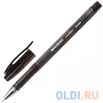 Ручка гелевая BRAUBERG "Income", корпус тонированный, игольчатый узел 0,5 мм, линия 0,35 мм, черная, 141517