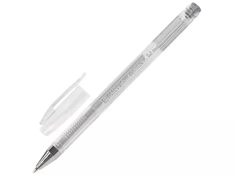 Ручка гелевая BRAUBERG "Jet", корпус прозрачный, узел 0,5 мм, линия 0,35 мм, серебристая