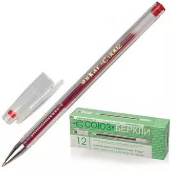 Ручка гелевая СОЮЗ "Oskar", корпус прозрачный, узел 0,7 мм, линия письма 0,4 мм, красная