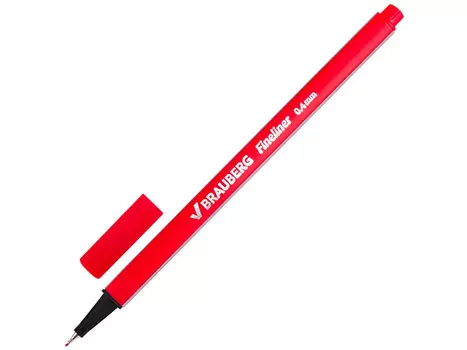 Ручка капиллярная BRAUBERG "Aero" красная трехгранная, металлический наконечник, 0.4 мм