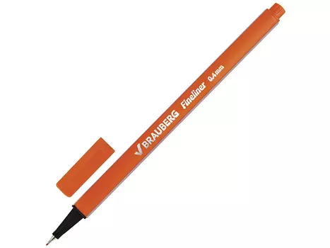 Ручка капиллярная BRAUBERG "Aero" оранжевая трехгранная, металлический наконечник, 0.4 мм