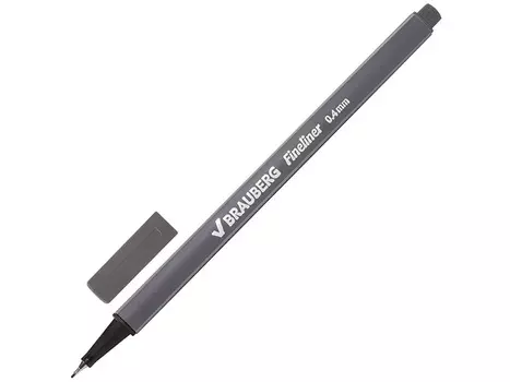 Ручка капиллярная BRAUBERG "Aero" серая трехгранная, металлический наконечник, 0.4 мм