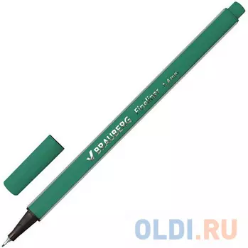 Ручка капиллярная BRAUBERG "Aero", трехгранная, металлический наконечник, 0,4 мм, темно-зеленая, 142251