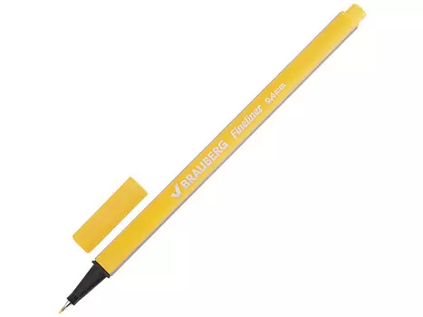 Ручка капиллярная BRAUBERG "Aero" желтая трехгранная, металлический наконечник, 0.4 мм