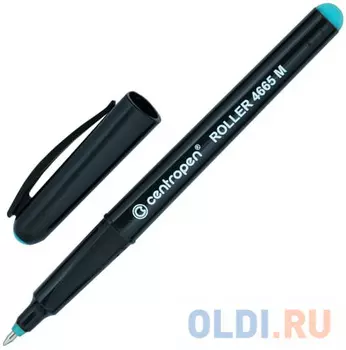 Ручка-роллер CENTROPEN, ЗЕЛЕНАЯ, трехгранная, корпус черный, узел 0,7 мм, линия письма 0,6 мм, 4665/1З