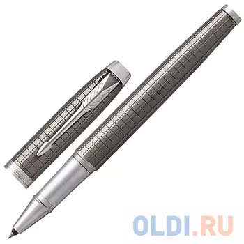 Ручка-роллер PARKER "IM Premium Dark Espresso Chiselled CT", корпус кофейный лак с гравировкой, хромированные детали, черная, 1931682
