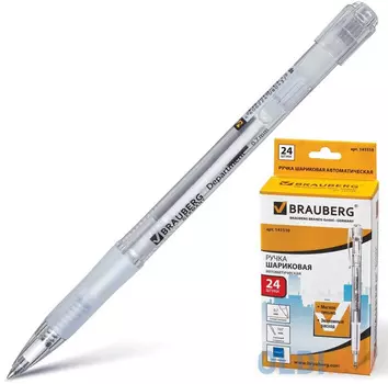 Ручка шариковая автоматическая BRAUBERG "Department", корпус прозрачный, узел 0,7 мм, линия 0,35 мм, синяя, 141510