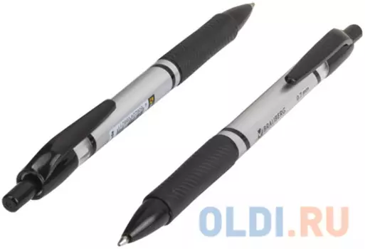 Ручка шариковая автоматическая BRAUBERG "Leader", корпус с печатью, узел 0,7 мм, линия 0,35 мм, черная, 141541