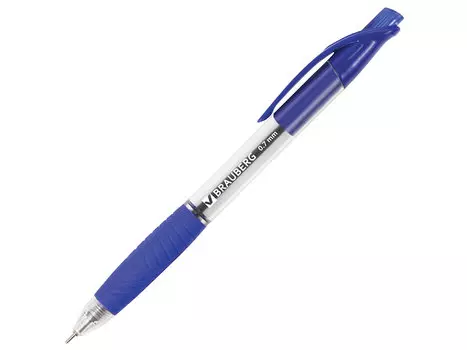 Ручка шариковая масляная автоматическая BRAUBERG "Metropolis" синяя, узел 0,7 мм, линия письма 0,35 мм