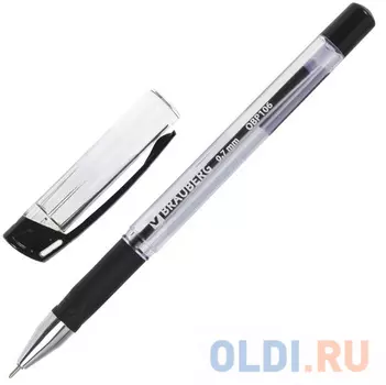 Ручка шариковая масляная BRAUBERG "Active", узел 0,7 мм, линия 0,35 мм, резиновый упор, черная, OBP106