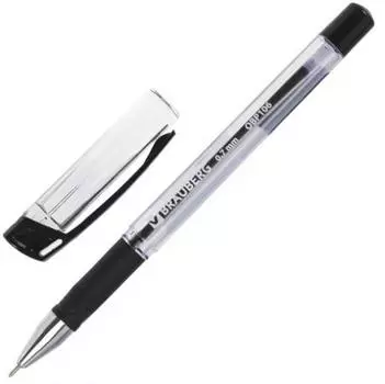 Ручка шариковая масляная BRAUBERG "Active", узел 0,7 мм, линия 0,35 мм, резиновый упор, черная