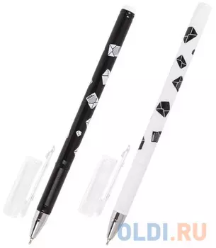 Ручка шариковая масляная BRAUBERG BLACK&amp;WHITE "Melody", грип, узел 0,7 мм, линия 0,35 мм, синяя, OBP130