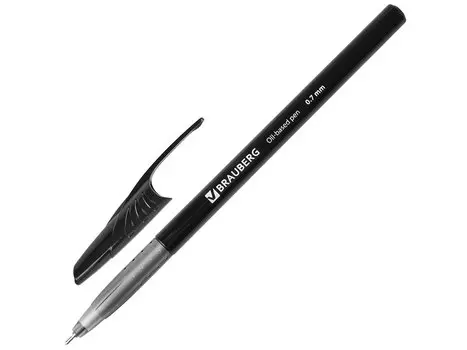 Ручка шариковая масляная BRAUBERG Oil Base черная, корпус черный, узел 0,7 мм, линия письма 0,35 мм