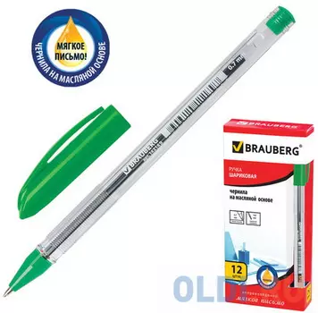 Ручка шариковая масляная BRAUBERG "Rite-Oil" зеленый 0.35 мм