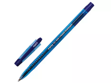 Ручка шариковая масляная Cello "Slimo" синяя, корпус тонированный синий, узел 1 мм, линия письма 0,8 мм