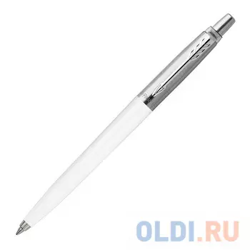 Ручка шариковая PARKER "Jotter Plastic CT", корпус белый, детали из нержавеющей стали, синяя, R0032930