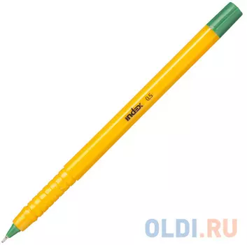 Ручка шариковая, пластиковый желтый корпус, 0,5мм, зеленая