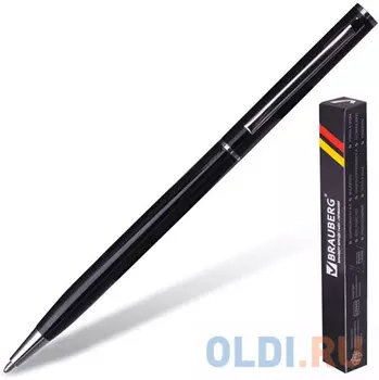 Ручка шариковая поворотная BRAUBERG "Delicate Black" бизнес-класса 141399 синий 1 мм
