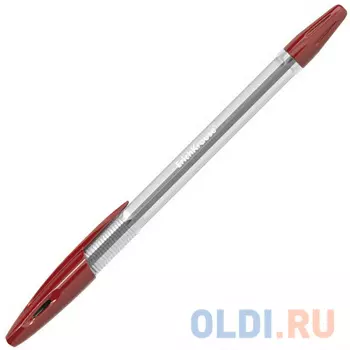 Ручка шариковая R-301, прозрачный корпус, красная, 1 мм