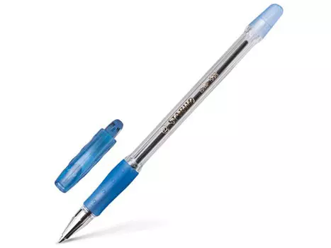 Ручка шариковая с грипом STABILO "Bille" Синяя, корпус прозрачный, узел 0.7 мм, линия письма 0.38 мм