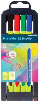 Ручки капиллярные SCHNEIDER, набор 4 шт., "Line-Up", трехгранные, 0,4 мм (синий, черный, красный, зеленый), 191094