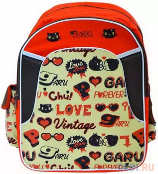 Рюкзак ACTION! Pucca, размер 40x29.5x14 cm, уплотненная спинка, оранжево-коричневый PU-ASB5001/1