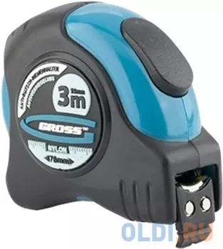 Рулетка GROSS 31111 schlagfest 3м x 19мм магн. обрез зацеп двухст. шкала нейлон покр. автомати