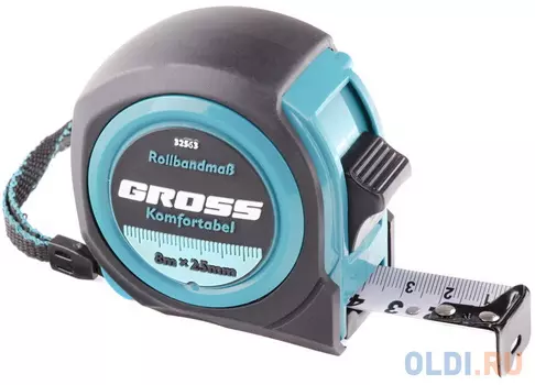 Рулетка Komfortabel, 8 м х 25 мм, обрезиненный корпус// Gross