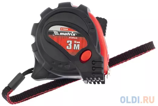 Рулетка MATRIX 31004 status magnet 3 fixations 3мх16мм обрезиненный корпус зацеп с магнитом