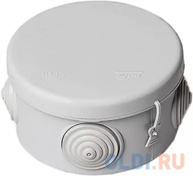 Рувинил 67025 Тусо.Коробка расп. для о/п, D = 80мм, Н = 50мм, 4ввода, IP55 (св.-серая)