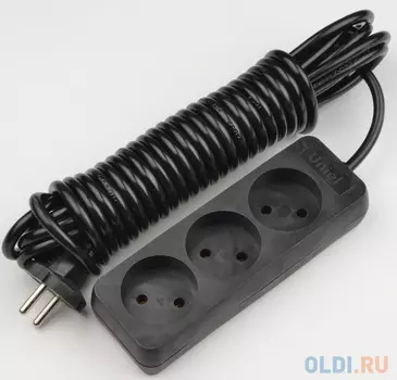 S-CD3-7 BLACK Удлинитель серии Standart, шнур 7м., 3 гнезда, б/з. Черный. TM Uniel., шк 4690485101635